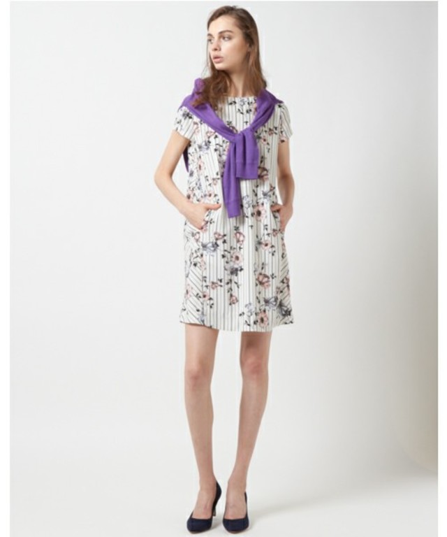 フローラルストライプワンピース