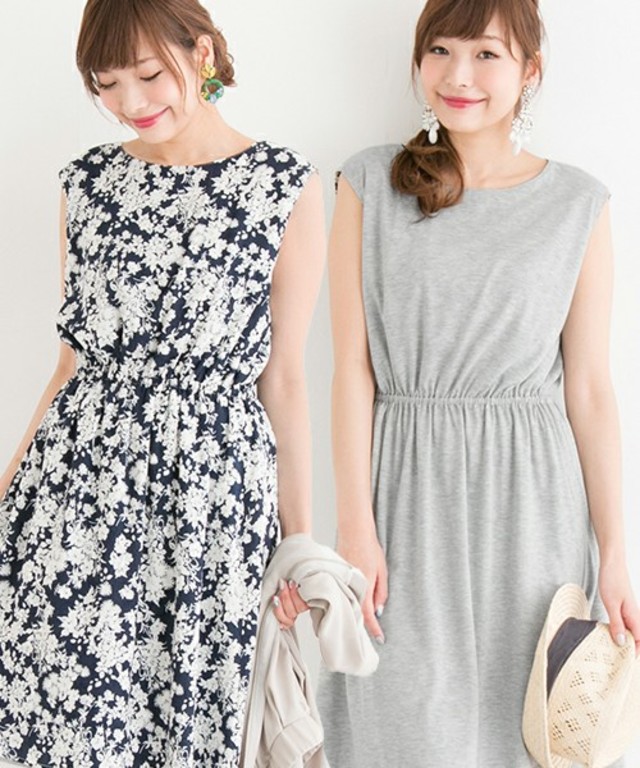 ROSSO モノトーンフラワーリバーシブルワンピース