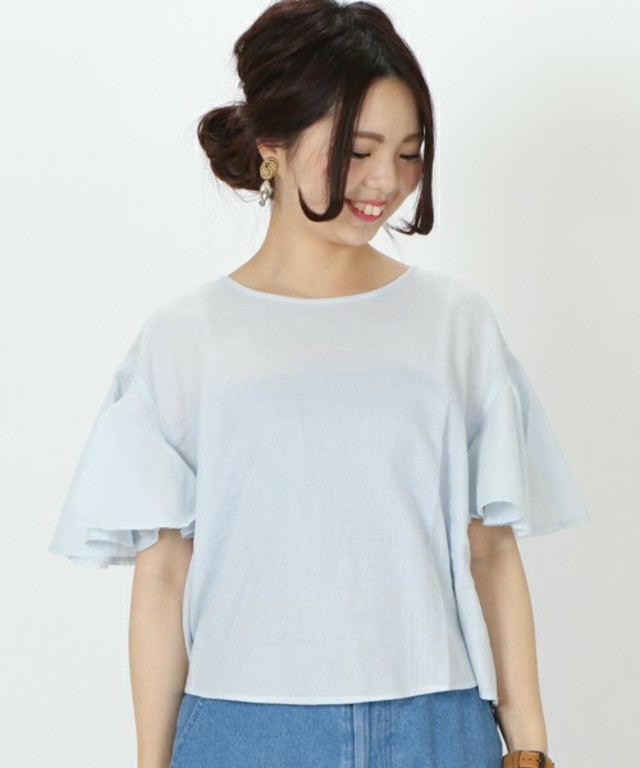 Kastane パナマフレア袖ブラウス