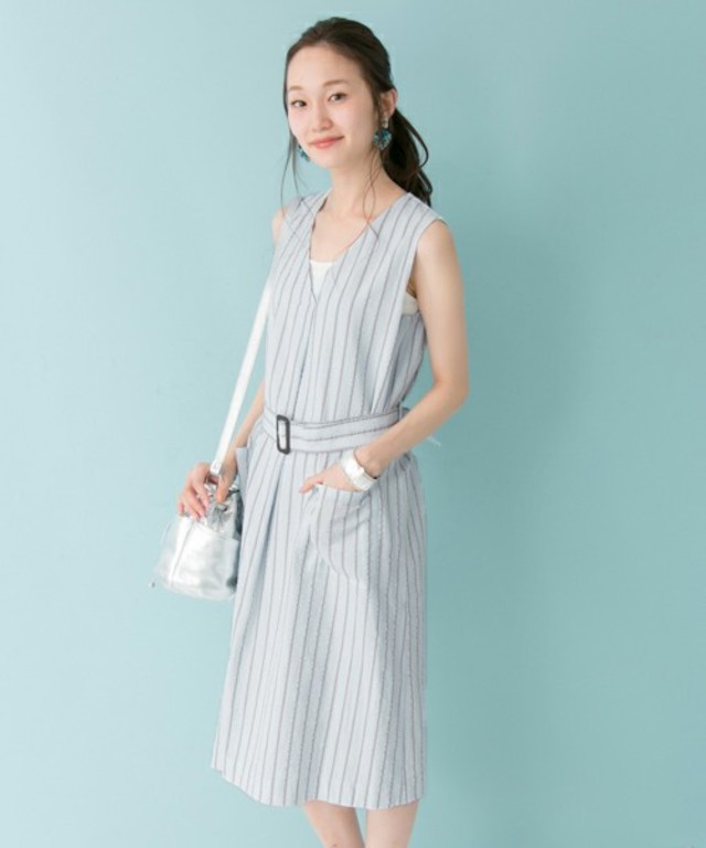 UR ストライプベルト付ワンピース