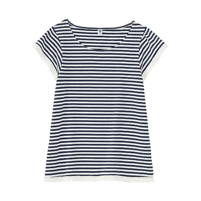 GIRLS ボーダーレースTシャツ（半袖）