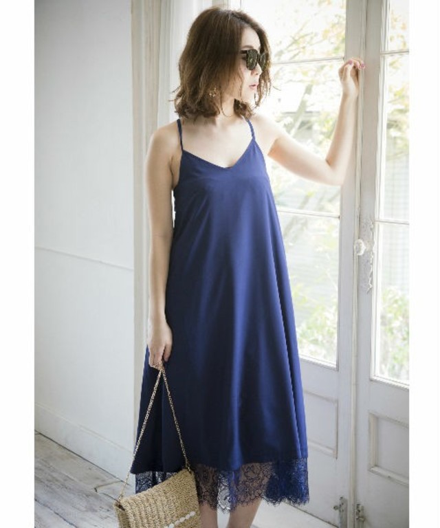 MERCURYDUO サテンキャミソールミディワンピース