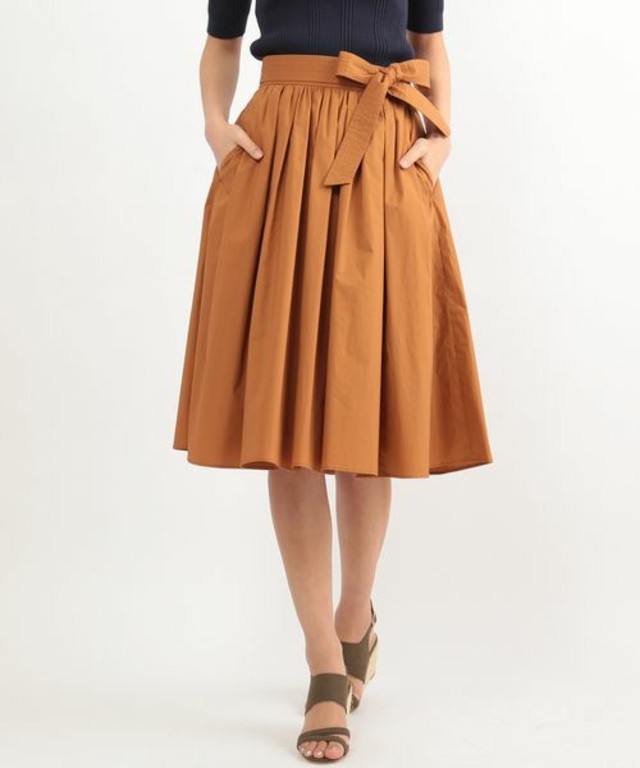 ROPE リボン付きギャザーフレアースカート