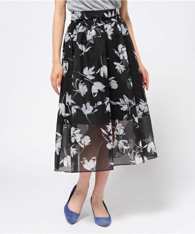 31 Sons de mode オーガンジー花柄ロングスカート