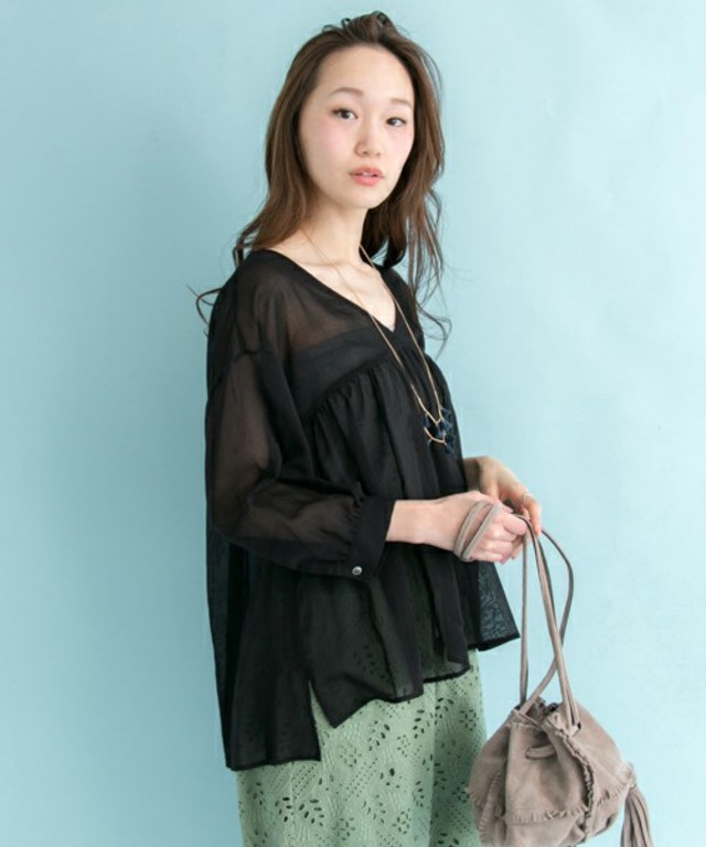 URBAN RESEARCH UR ボイルギャザーブラウス