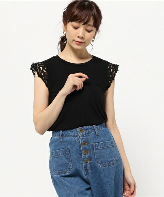 Paradise Picnic doll up oops ショルダーレース無地トップス