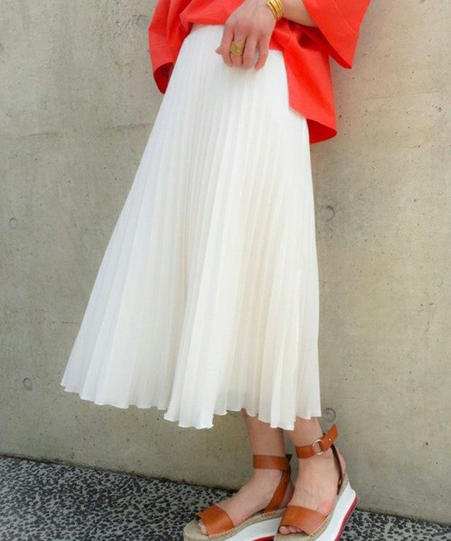 aquagirl ミモレ丈シフォンプリーツスカート