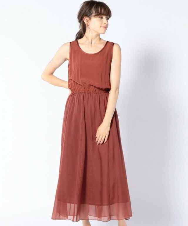 SHIPS for women 【手洗い可能】ウォッシャブルシルクマキシワンピース