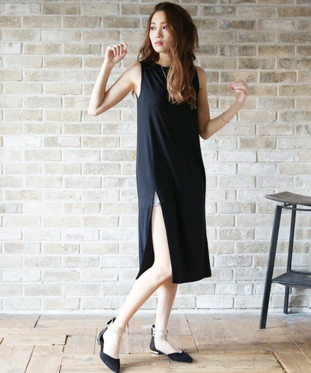 philter サイドロングスリット・ノースリーブワンピース