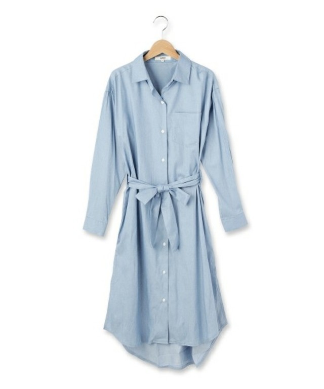 OZOC サッシュベルト付きロングシャツワンピース