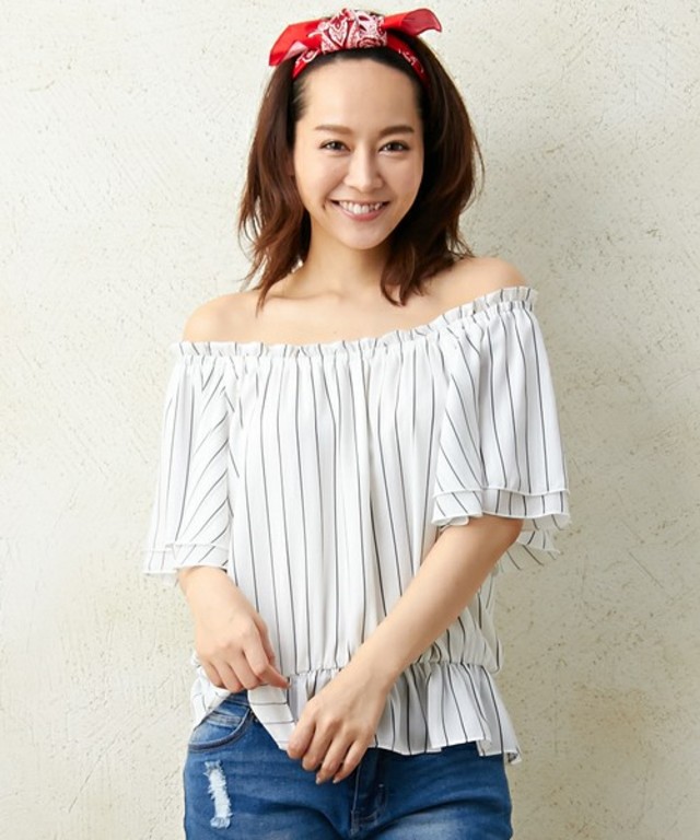 INGNI 　フレア袖ジョーゼットオフショルダー/トップス-2016ＳＳ-