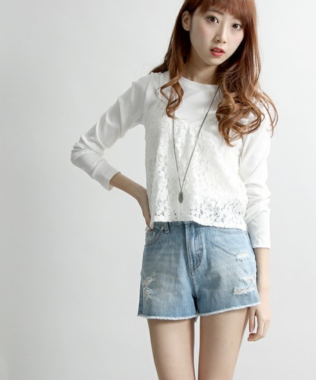 WEGO クラッシュデニムショーツ