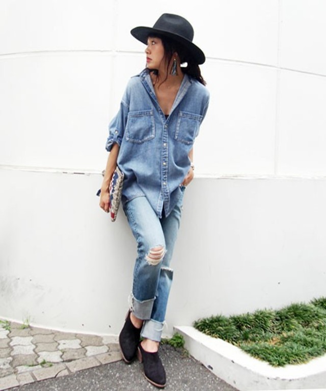 Ungrid 【Ca】ハーフスリーブデニムシャツ