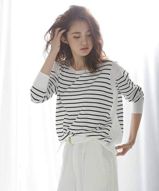 コットンボーダーニット