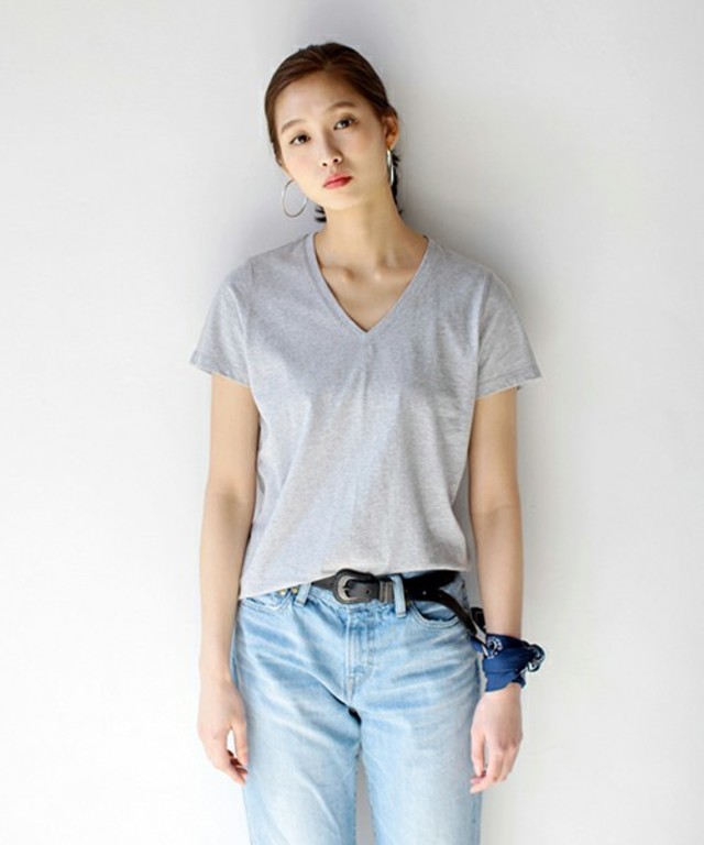 AZUL by moussy オーガニックコットンVネック半袖PO