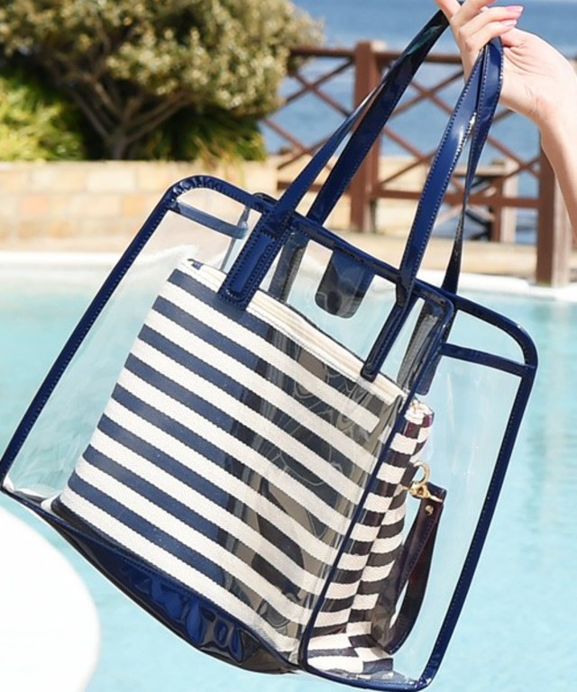 philter ボーダー柄BIGポーチ付き・ビーチトートバッグ