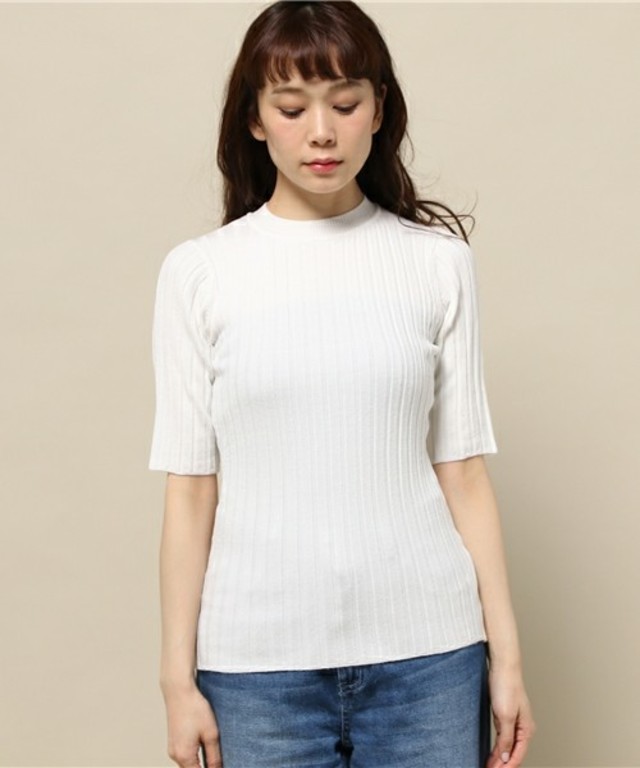 LAGUNAMOON ハイゲージリブクルーネックニット