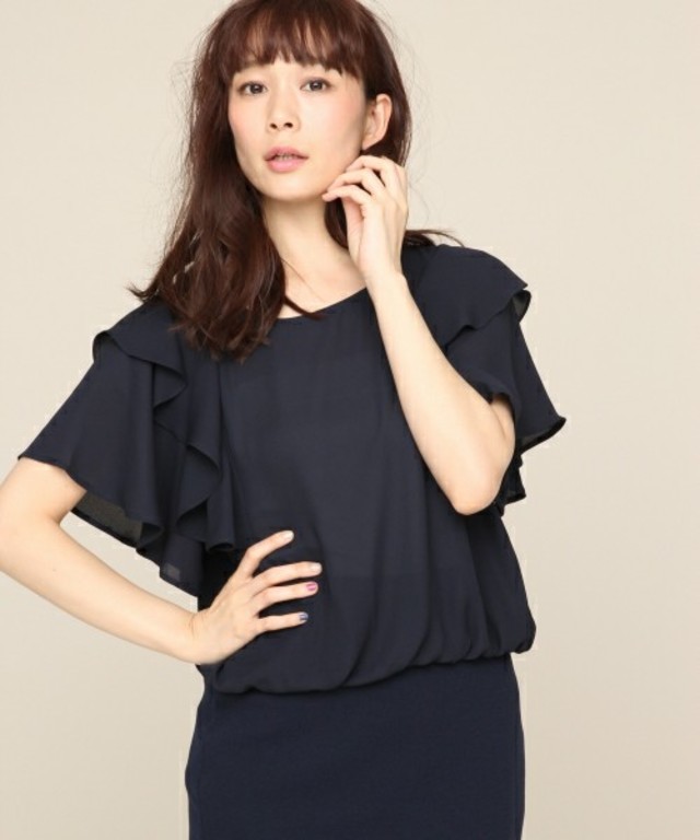 BLISS POINT フリルスリーブシフォンブラウス