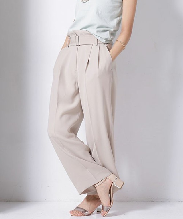 nano・universe ベルト付ロングパンツ