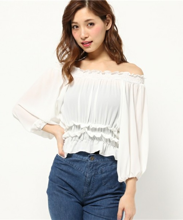 MERCURYDUO シルク風シフォンボリュームブラウス