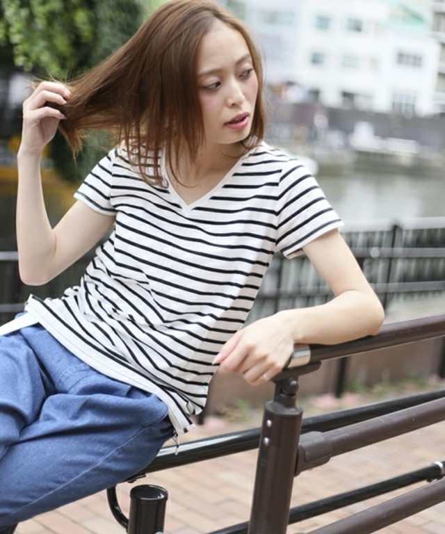 GIORDANO　レギュラーVネックTシャツ