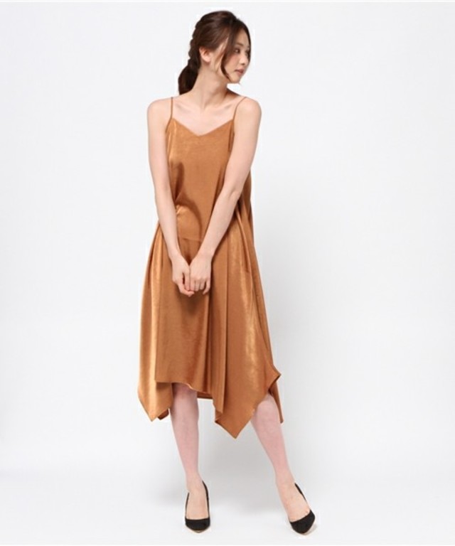 サテン ロング キャミ ワンピース