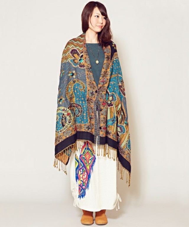 チャイハネ：フォークロア2WAYケープ / ショール