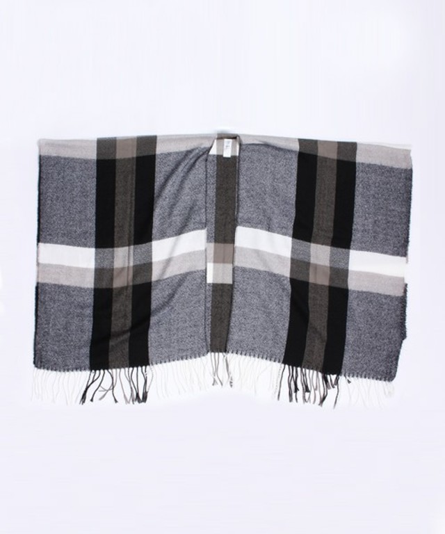 AC チェックポンチョ型ストール