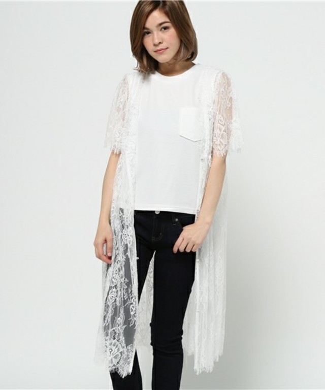 mysty woman スカラップレースガウンワンピース