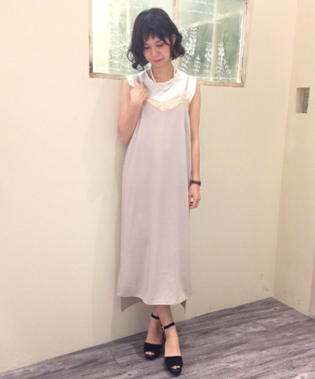 more than words マットサテンキャミ×マキシワンピース