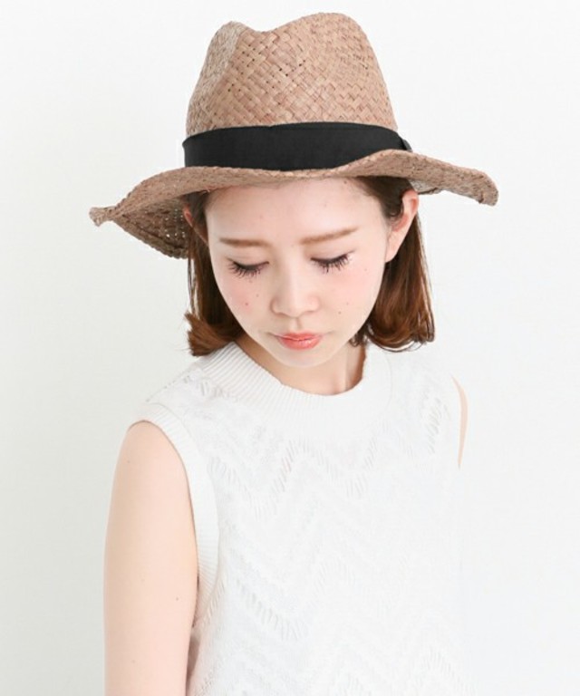 KBF ラフィアつば広ハット