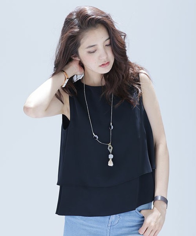 nano・universe ウォッシャブルとろみフレアブラウス