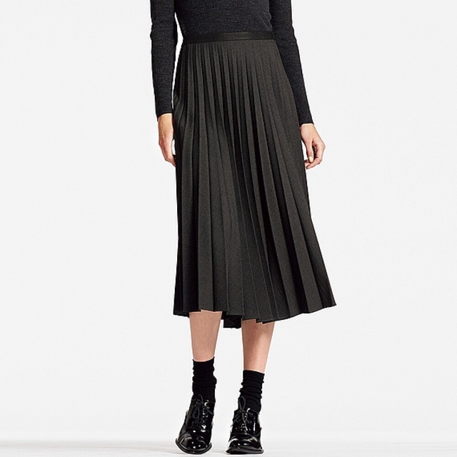 ハイウエストプリーツミディスカート
