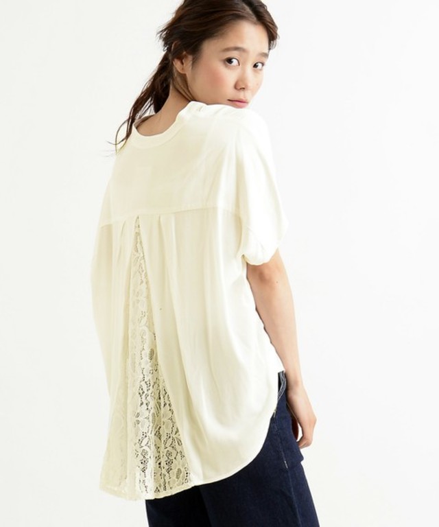 le.coeur blanc　バックレーススキッパーブラウス