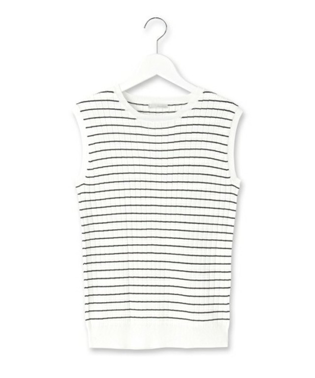 OPAQUE.CLIP ワイドリブノースリーブニットプルオーバー