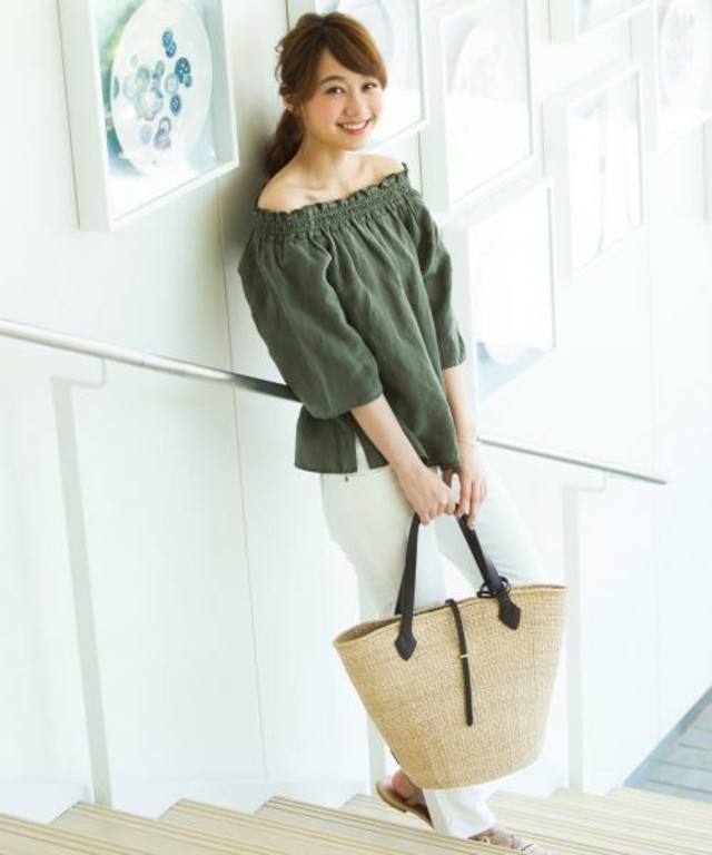 SHARE PARK ナチュラルリヨセルリネン 2wayブラウス