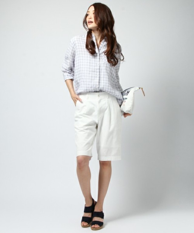 BAYFLOW／コットンリネンバミューダパンツ