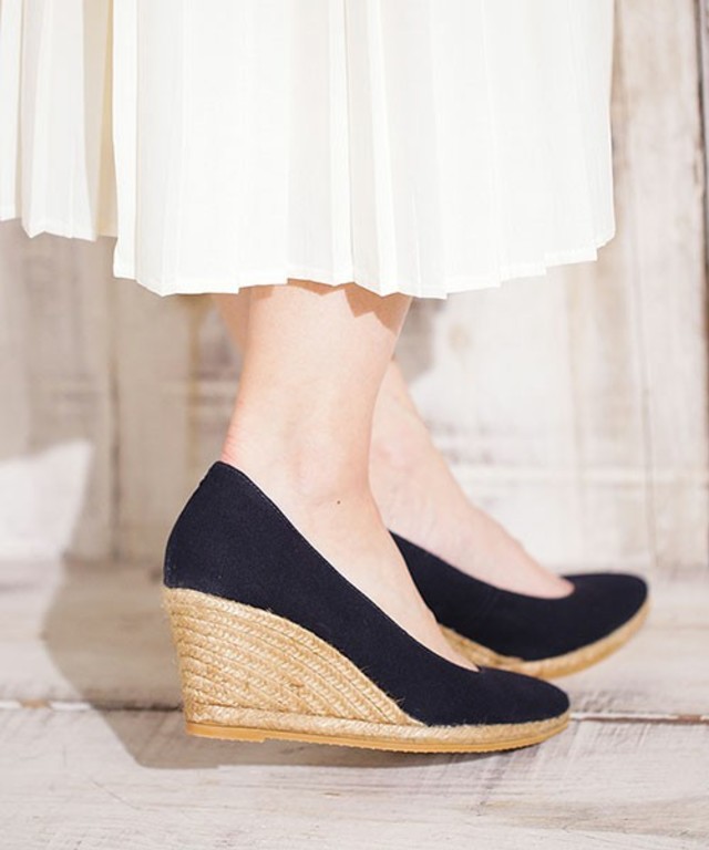 キャンバスウェッジパンプス