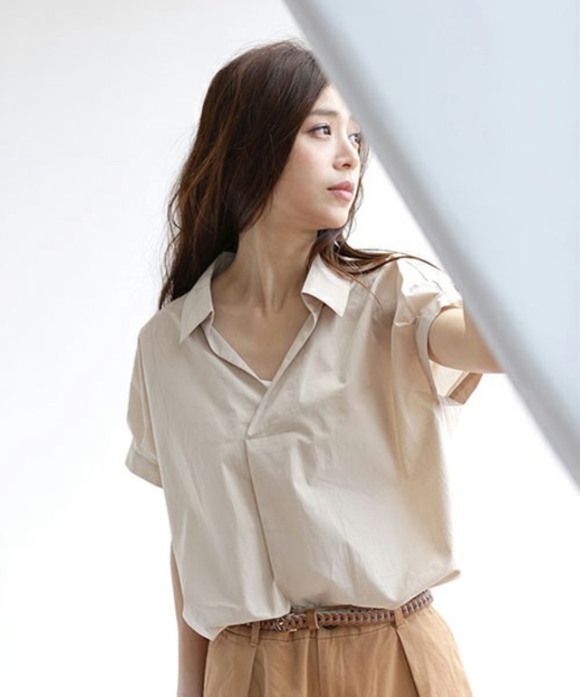 nano・universe バックギャザースキッパーシャツ