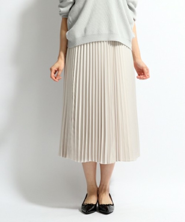 apart by lowers サテンミディプリーツスカート