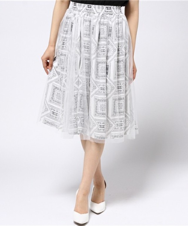 ofalo ペイズリー×チュールギャザースカート
