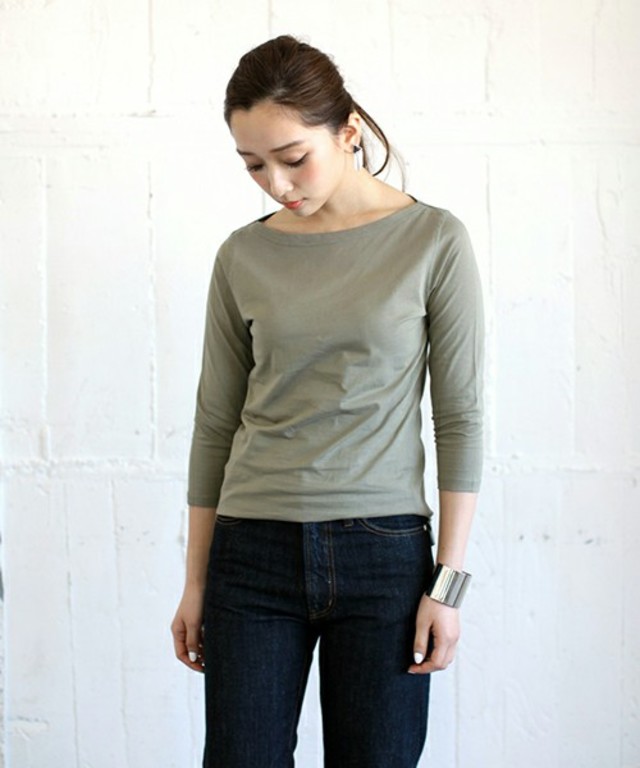 AZUL by moussy　オーガニックコットンボートネック7分PO