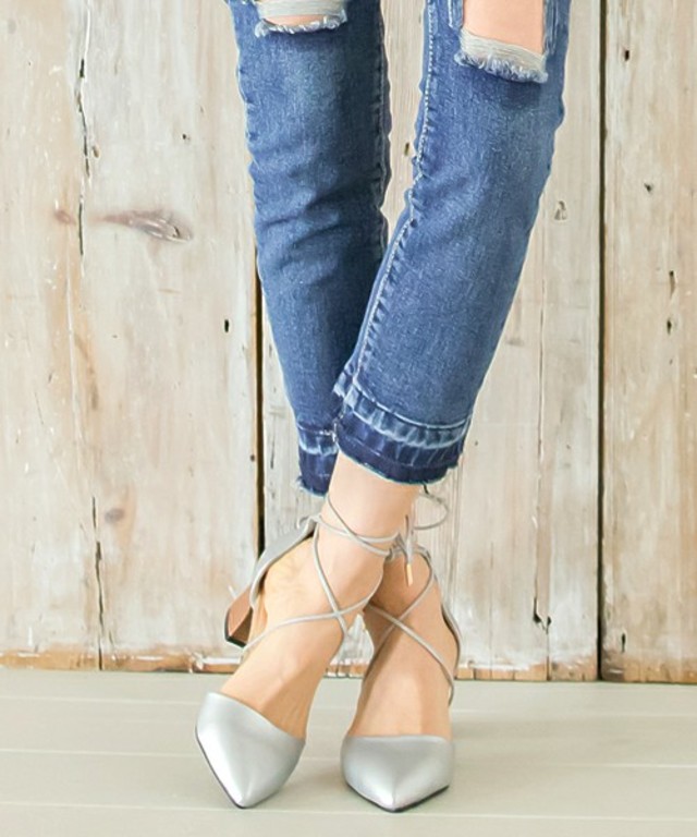 Re:EDIT　セパレートTYPEスタックヒールレースアップパンプス