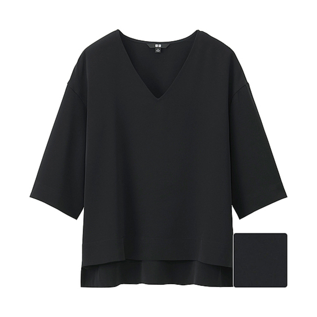 ドレープVネックブラウス（5分袖）