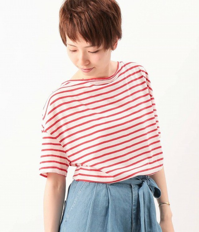 LE JUN　ボートネックドロップ袖プルオーバー