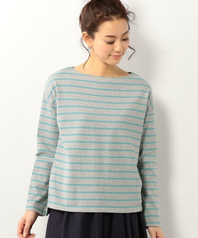 coen ボーダードロップショルダープルオーバー