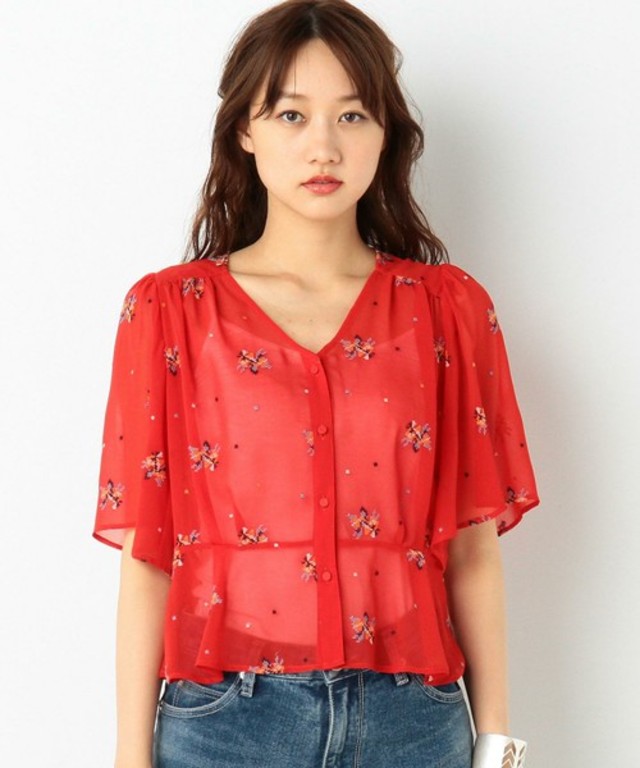 小花刺繍フリルブラウス/AEBFC コバナ EMB フリル BL