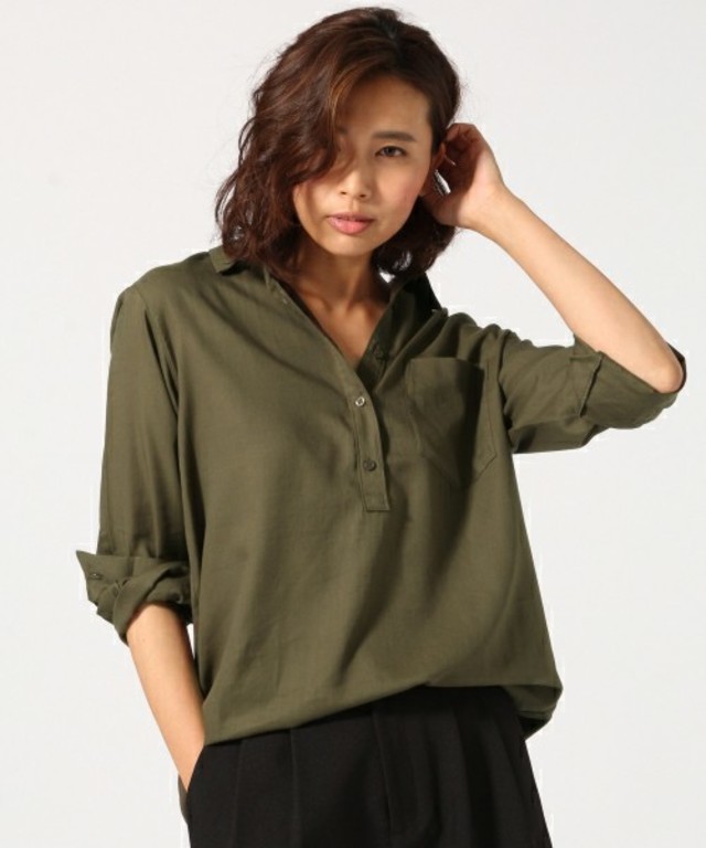 GLOBAL WORK テンセルコンロングシャツ長袖
