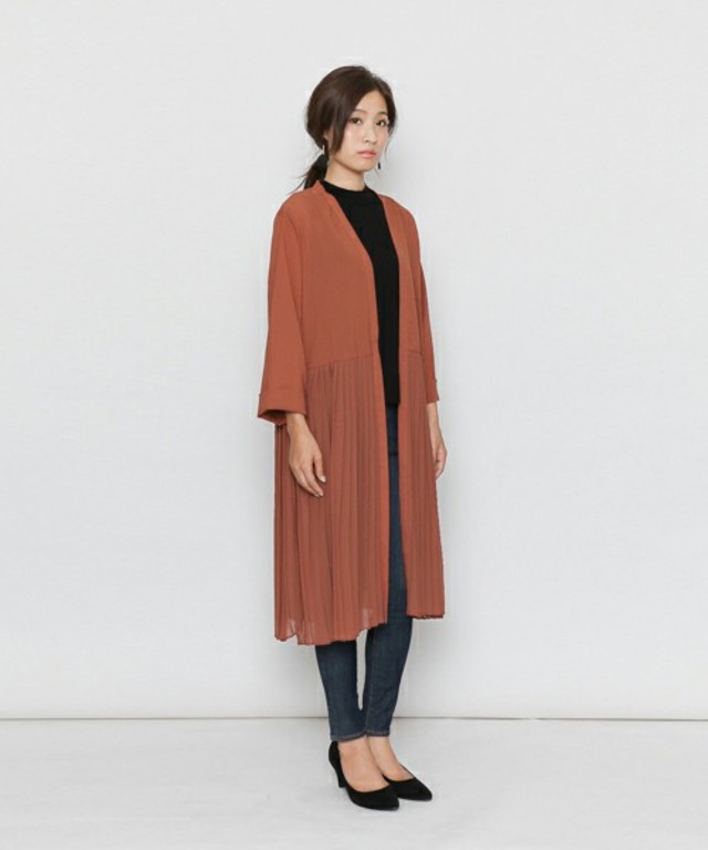 プリーツシャツガウンカーディガン
