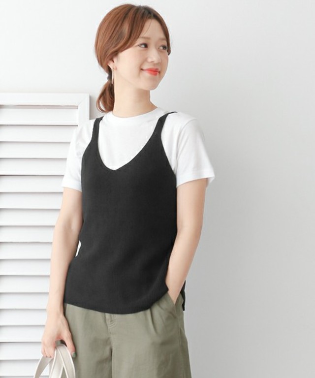DOORS コットン畦ニットキャミソール